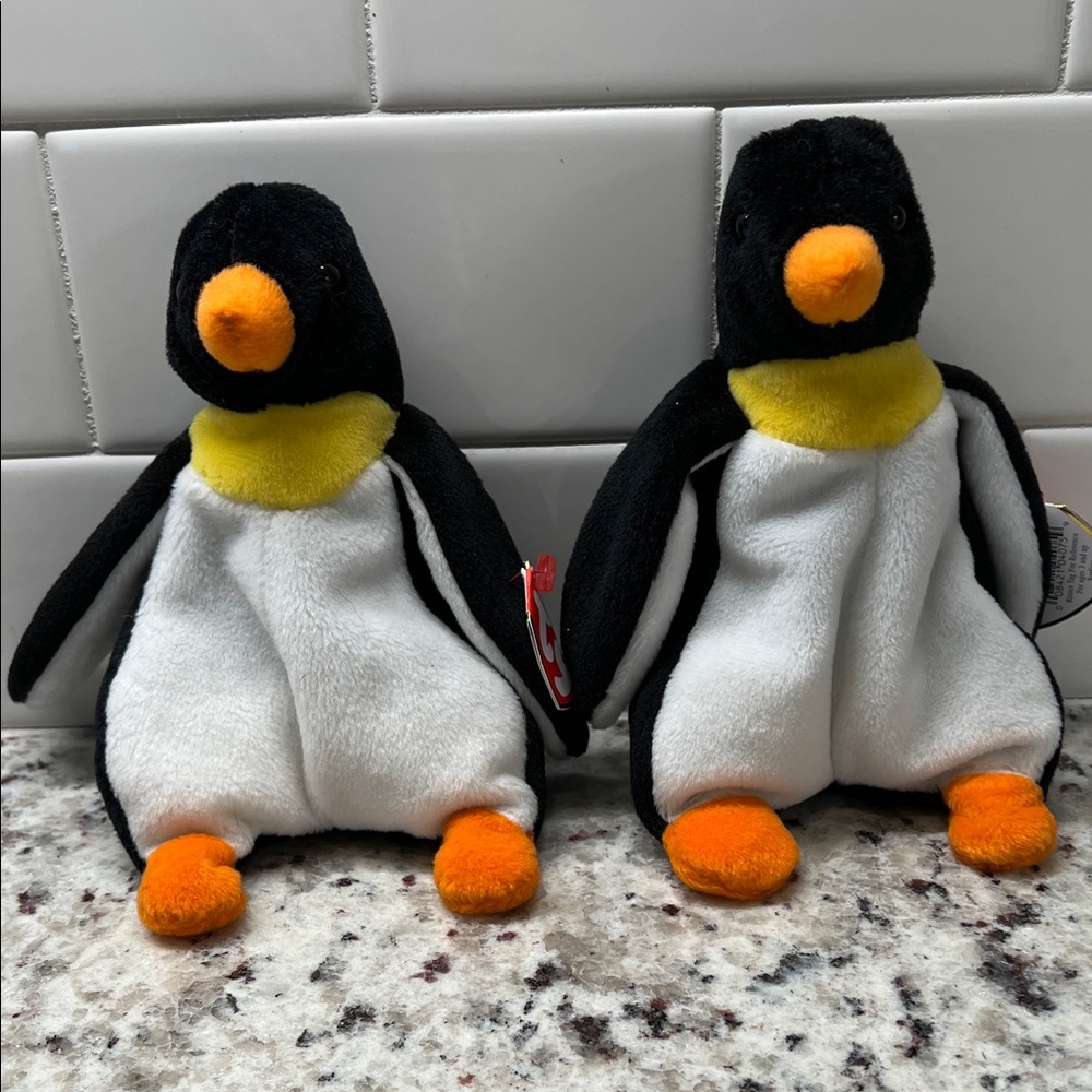 Ty Beanie Baby Penguin Plush Trio - Black, White, Orange - Picture 5 of 10